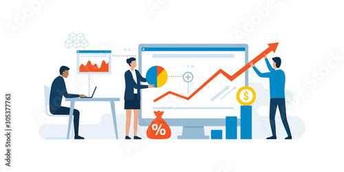 Business team and successful financial strategy