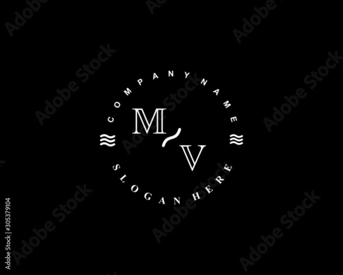 Initial MV vintage logo template	