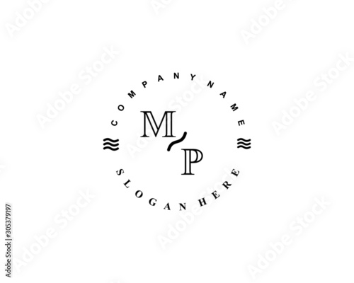 Initial MP vintage logo template	