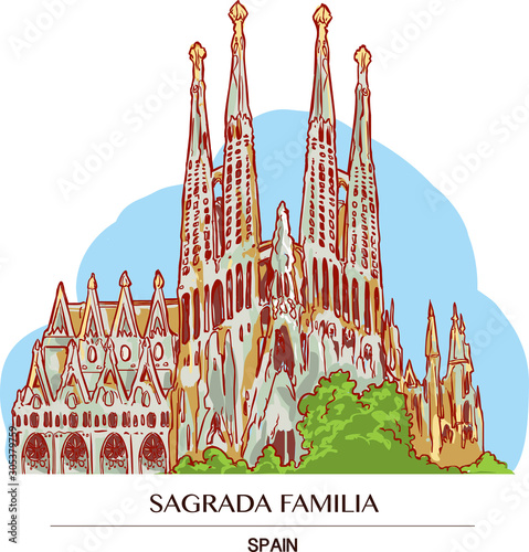 Illustration of the Sagrada Familia in Barcelona