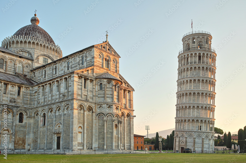 Leaning Tower of Pisa  in Italy in Autumn
