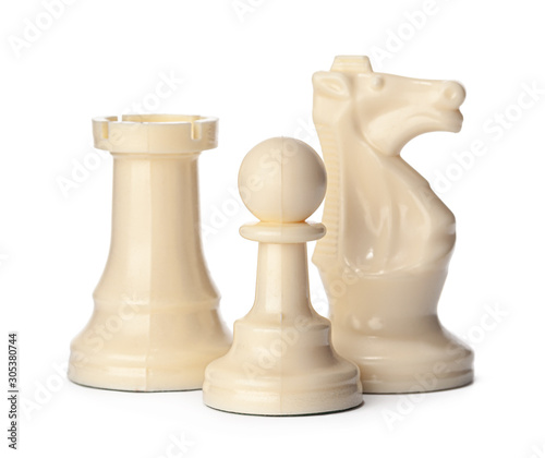White chess piece isolated on white background