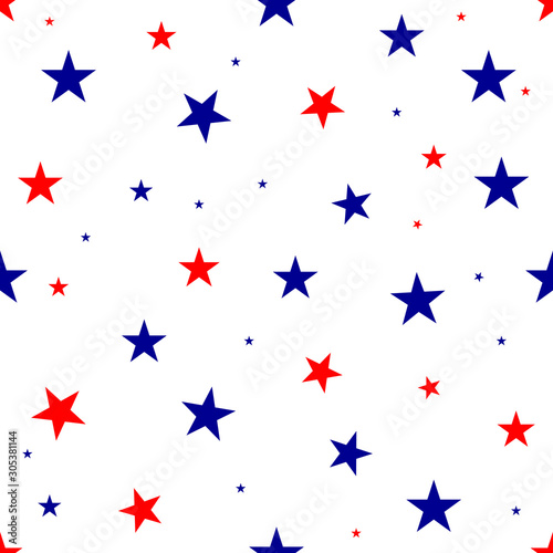 blue red stars seamless pattern. vector design