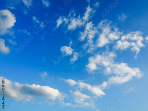 Blue sky and various cloud formations background.
