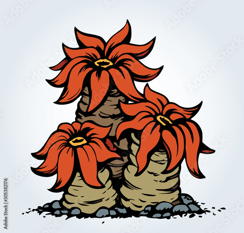 Undersea world. Seaweed. Vector drawing