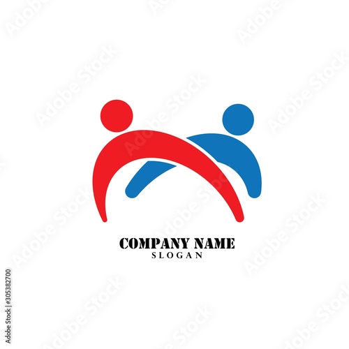 Creative People Care Concept Logo Design Template