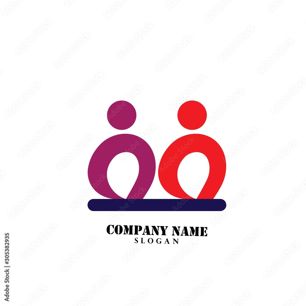 Creative People Care Concept Logo Design Template