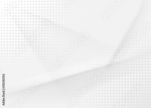 Abstract white and gray gradient background. Halftone dots. Vector illustration.
