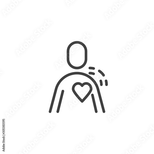 Heart attack line icon. linear style sign for mobile concept and web design. Human heart pain outline vector icon. Cardiology symbol, logo illustration. Vector graphics
