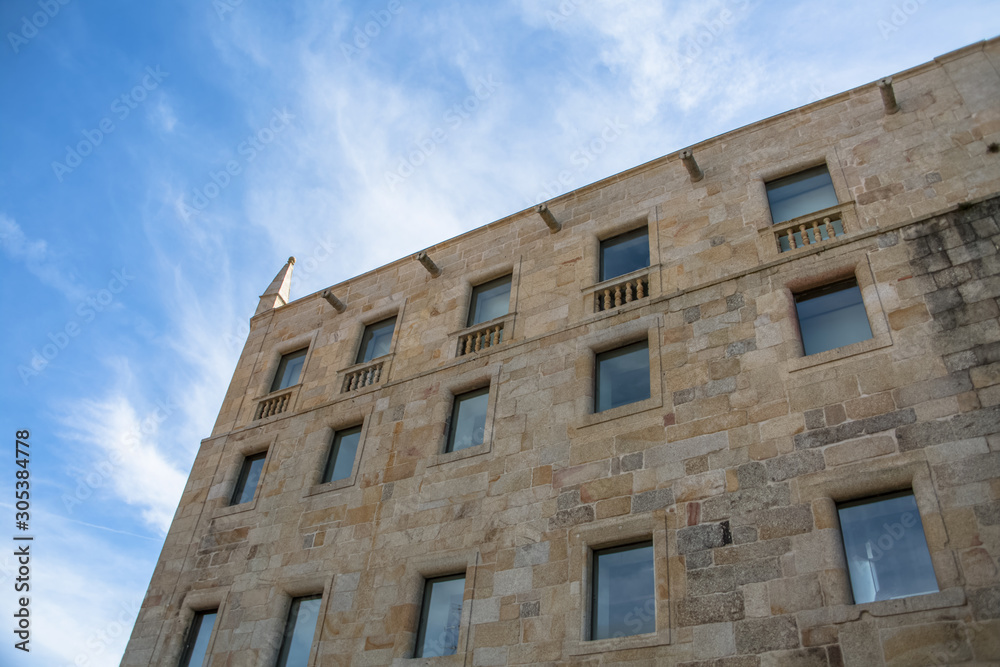 View at the lateral facade of the Grao Vasco Museum, Souto Moura restoration project architectural icon of the city of Viseu, Portugal View at the lateral facade of the Grao Vasco Museum, Souto Moura restoration project architectural icon of the city of Viseu, Portugal