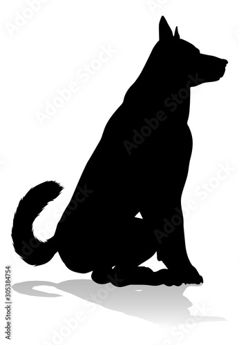A detailed animal silhouette of a pet dog