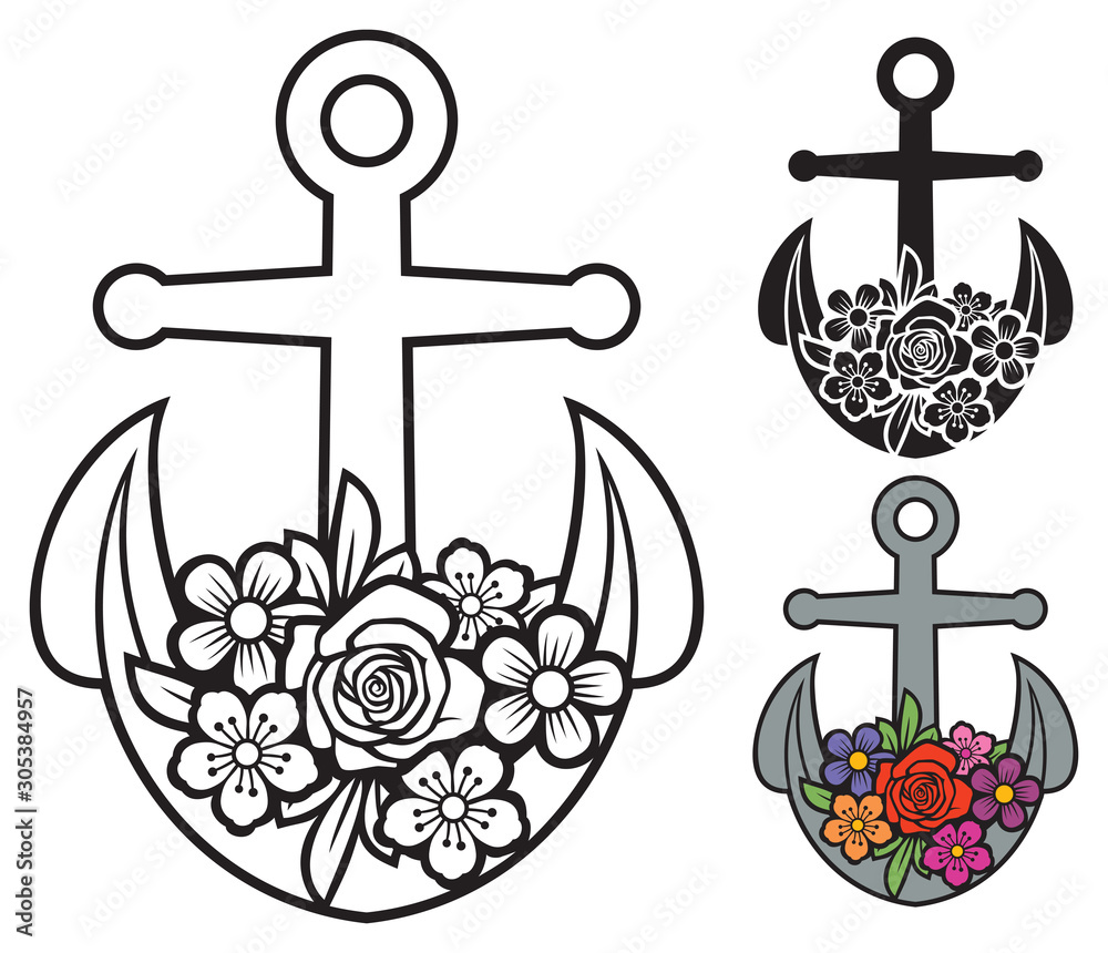 anchor with flowers design