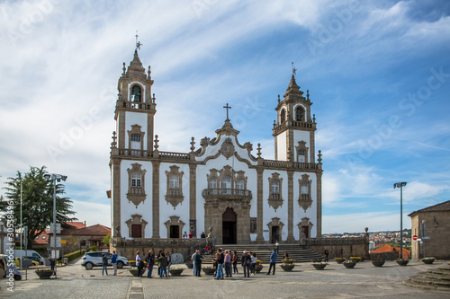 View at the front facade of Church of Mercy, baroque style monument, architectural icon of the city of Viseu, in Portugal