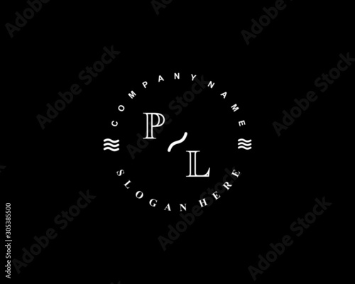 Initial PL vintage logo template	