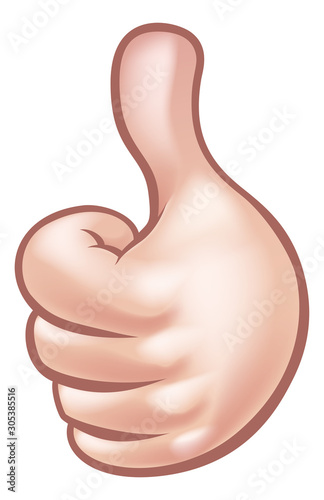 A thumbs up cartoon hand icon graphic