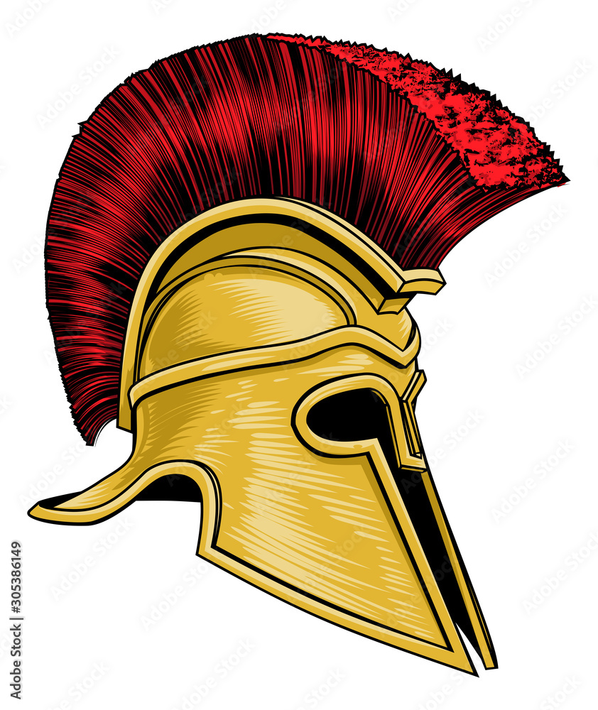 An ancient Greek Spartan warrior, Trojan or Roman gladiator helmet Stock  Vector | Adobe Stock