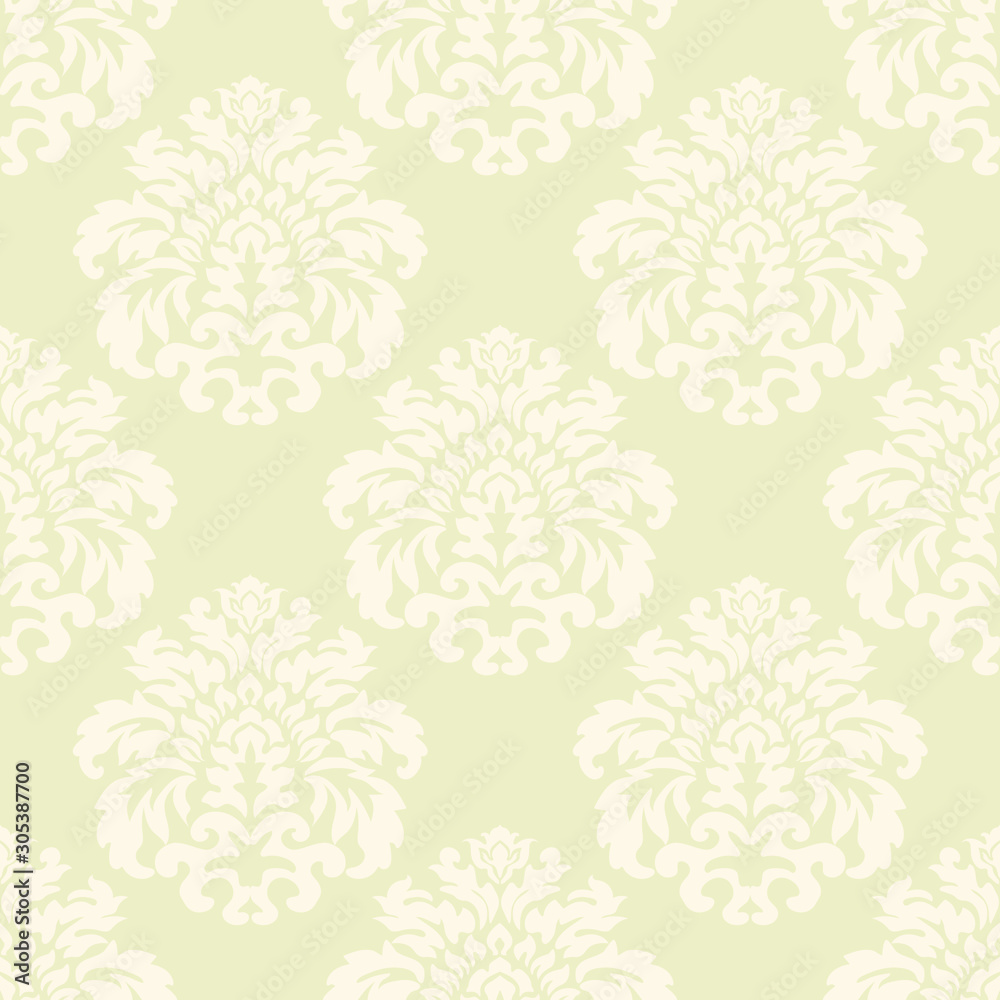 Damascus. Floral light seamless Wallpaper. Vintage ornament in vector, Baroque.