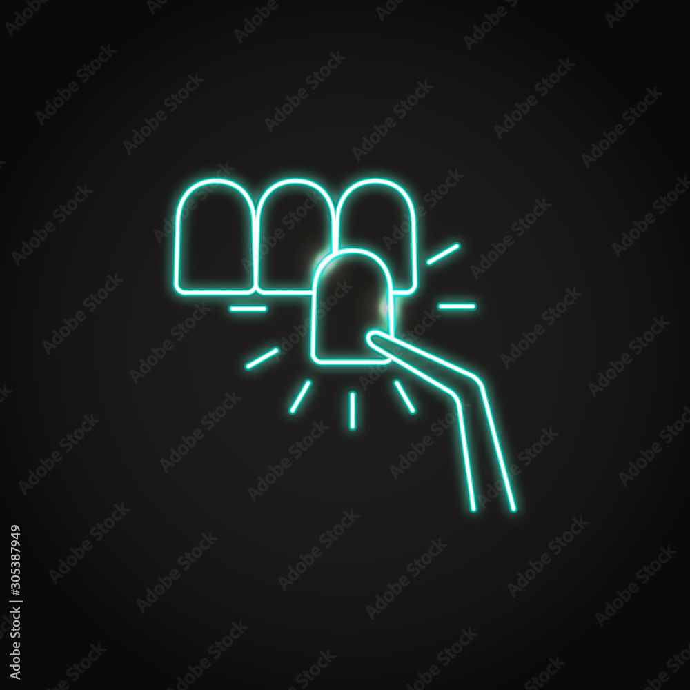 Neon dental veneer icon in line style Neon dental veneer icon in line style