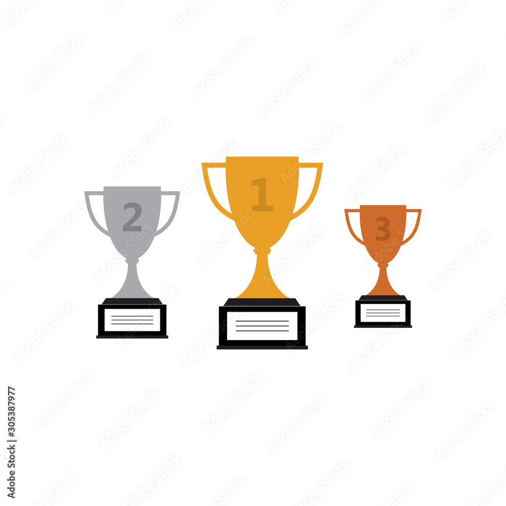 Set of Trophy cup vector icon winner