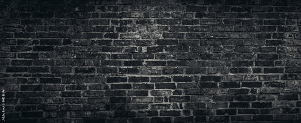 Rough black brick wall texture background