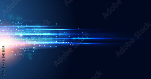 Abstract technology hi tech background concept speed movement motion blur moving fast in the light for template design dark blue .Vector illustration