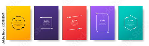 Quote box frame, big set. Quote box icon. Texting quote boxes. Blank template quote text info design boxes quotation bubble blog quotes symbols. Creative vector banner illustration.