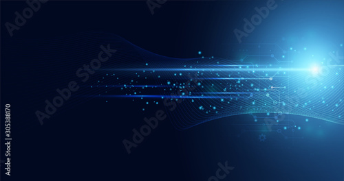 Abstract technology hi tech background concept speed movement motion blur moving fast in the light for template design dark blue .Vector illustration