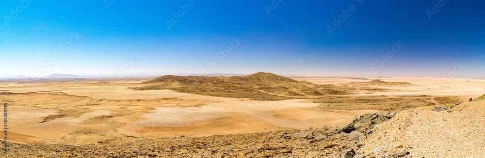 Panorama of the barren moonscape Namib desert, Naukluft Park, Namibia, Africa