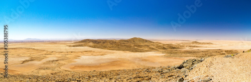 Panorama of the barren moonscape Namib desert  Naukluft Park  Namibia  Africa
