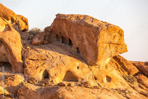 Detail of a granite boulder on Blutkuppe, Namib desert, Namibia, Africa