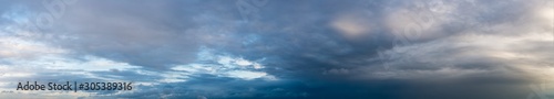 Fantastic clouds against blue sky, panorama