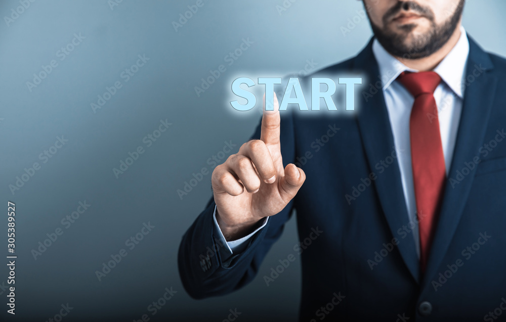 man touching in start text man touching in start text