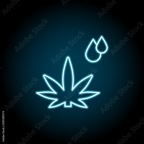 Marijuana, drop, oil blue neon icon. Simple thin line, outline vector of marijuana icons for ui and ux, website or mobile application