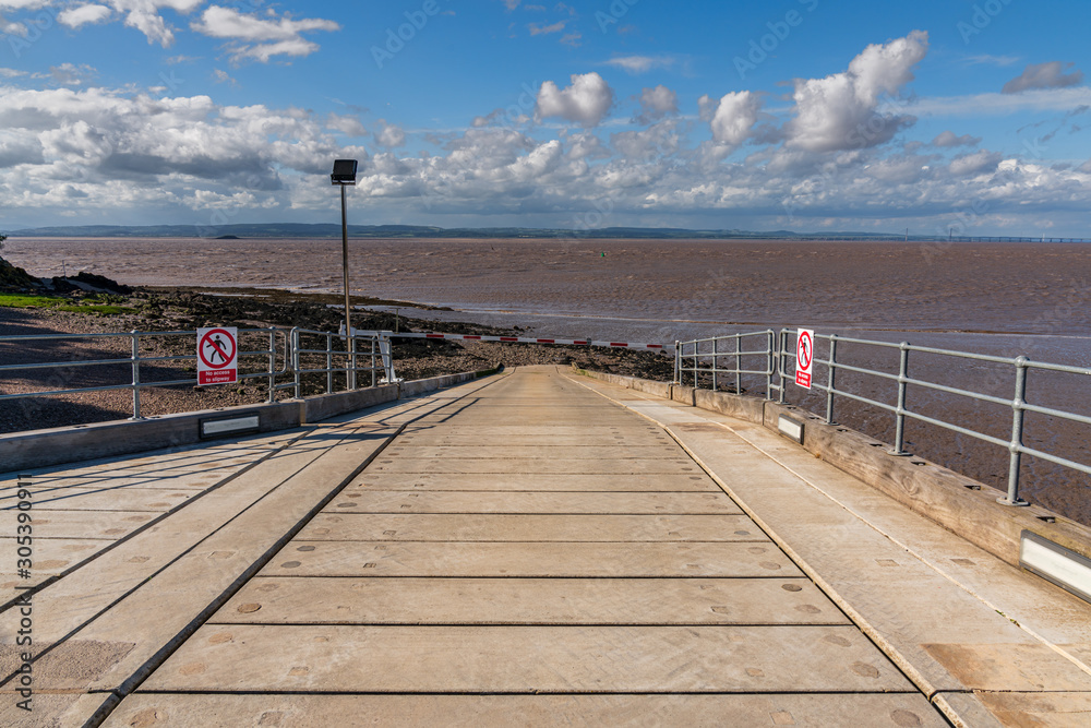 Slipway for the lifeboat in Portishead, North Somerset, England, UK