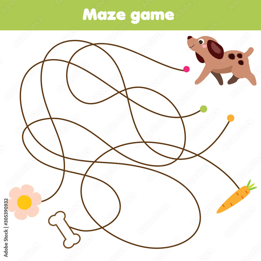 Cute Dogs Maze Game Help Dog Stock Vector (Royalty Free) 174597167