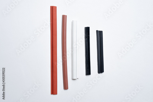 Canvastavla Various types of seals for doors, windows, parts, appliances and plumbing on a w