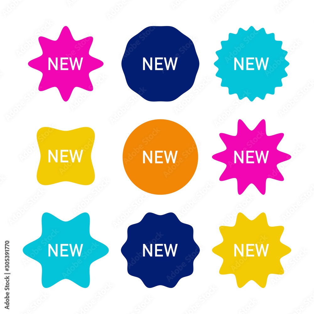 new labels vector collection. new labels different shape and color. set of tags, labels, banners, ribbons, badges and stickers in modern simple flat design. vector