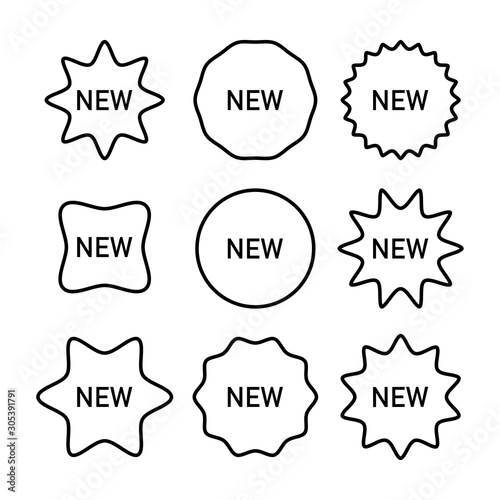 New Labels vector collection. New Labels black vector icons different shape. set of Tags, Labels, Banners, Ribbons, Badges and Stickers in modern simple flat design. Vector