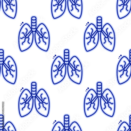 Human lungs - sketchy image. Medical seamless vector pattern on a white background.