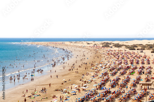 A lot of people in the famous beach 