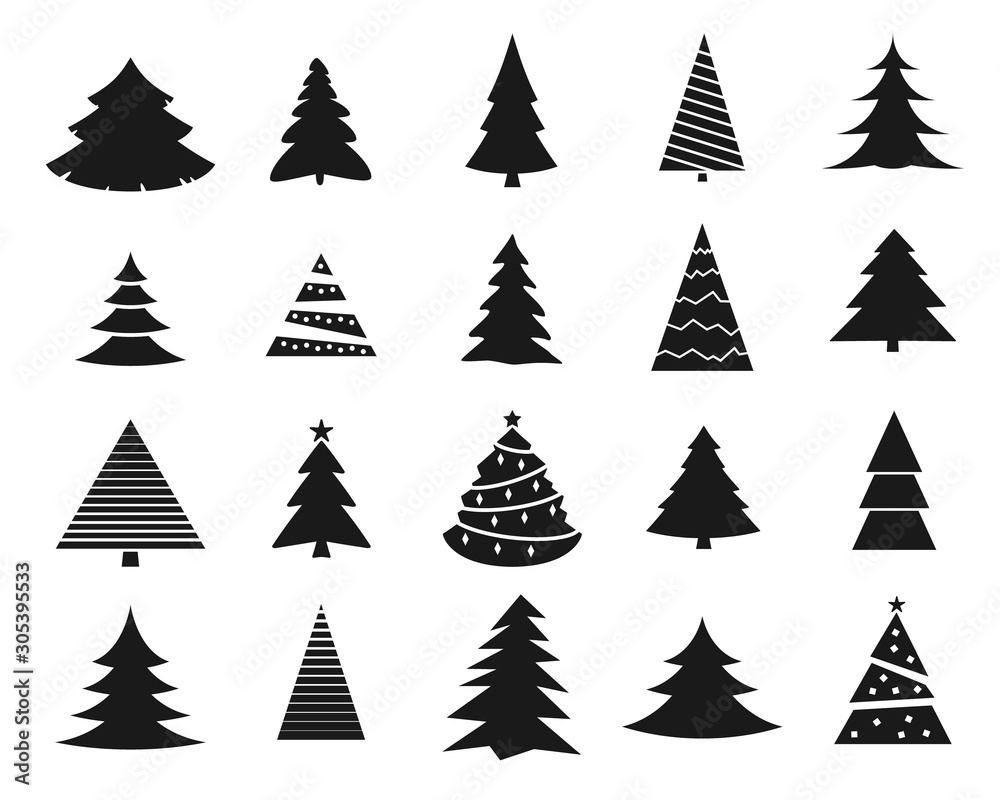 Obraz premium christmas tree vector icon set. Collection of elements for design