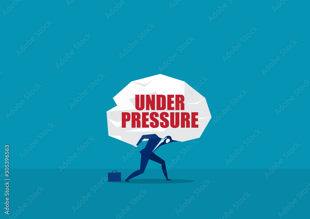 Man carrying heavy big under pressure word vector.concept vector