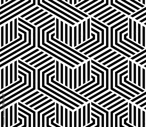 Abstract geometric pattern with stripes  lines. Seamless vector background. White and black ornament. Simple lattice graphic design