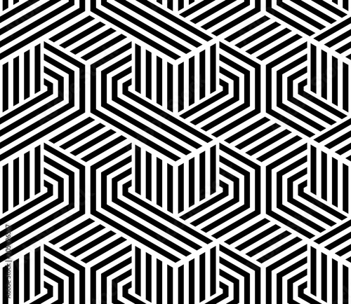 Abstract geometric pattern with stripes, lines. Seamless vector background. White and black ornament. Simple lattice graphic design