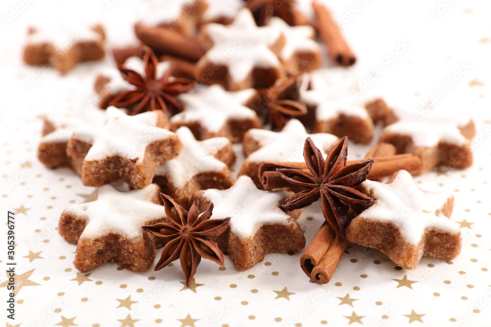 gingerbread cookie star shape and spice, christmas cookies gingerbread cookie star shape and spice, christmas cookies