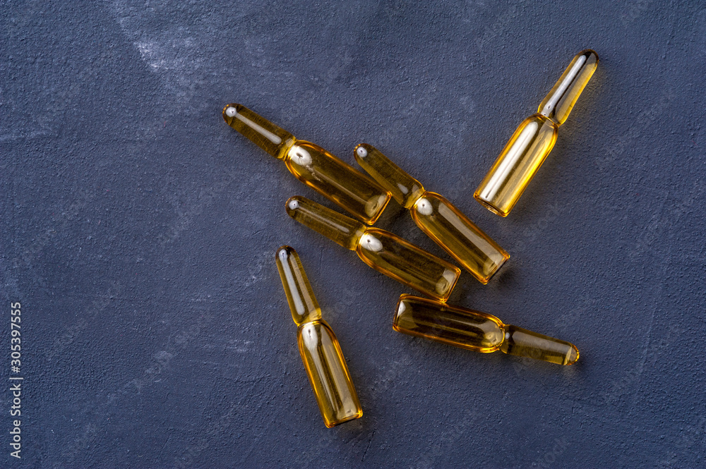Close-up glass ampoules with medicine Close-up glass ampoules with medicine