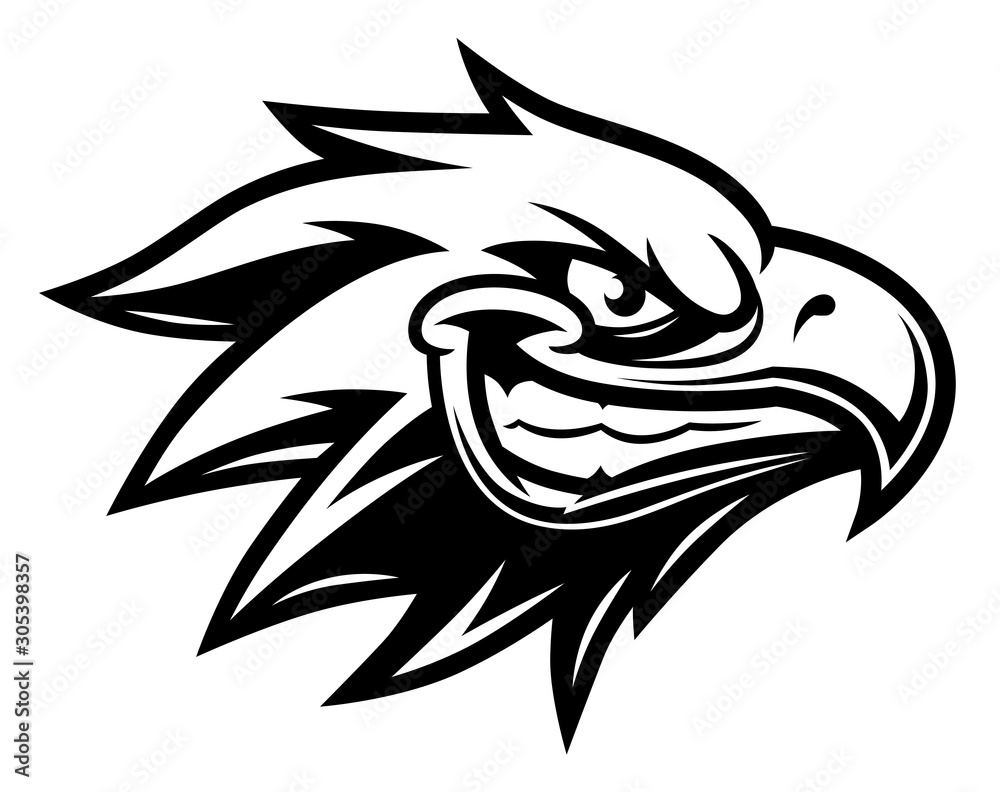 Smiling eagle head black and white Smiling eagle head black and white