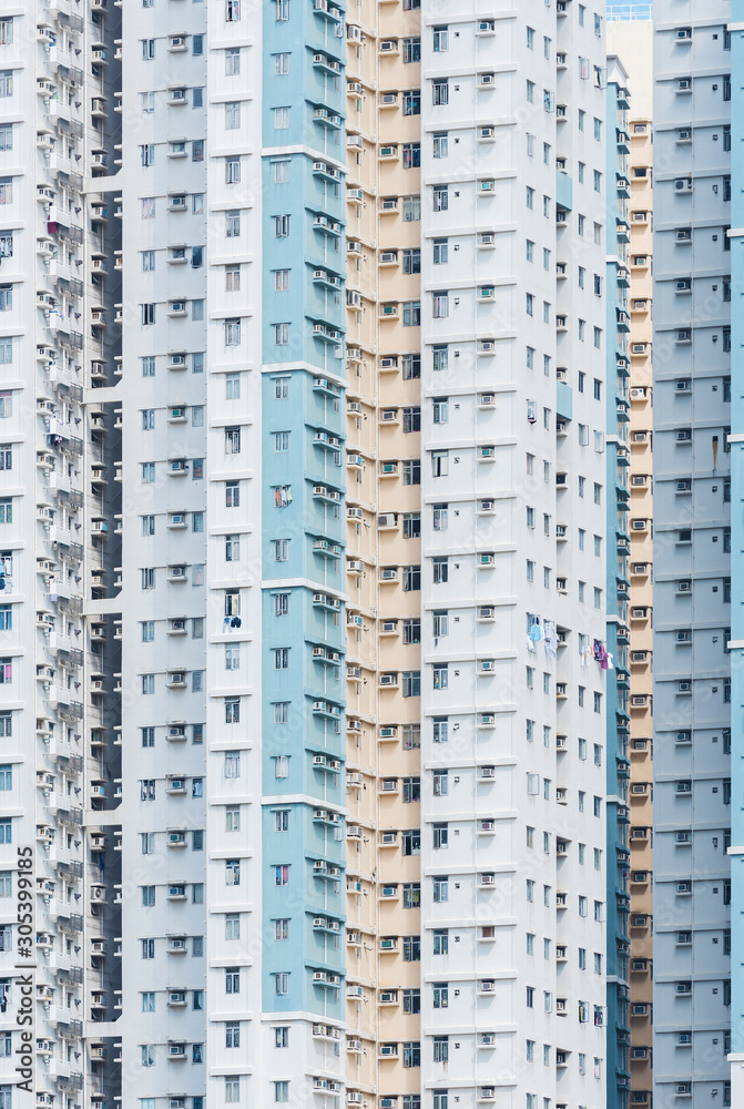Exterior of high rise residential building in Hong Kong city Exterior of high rise residential building in Hong Kong city