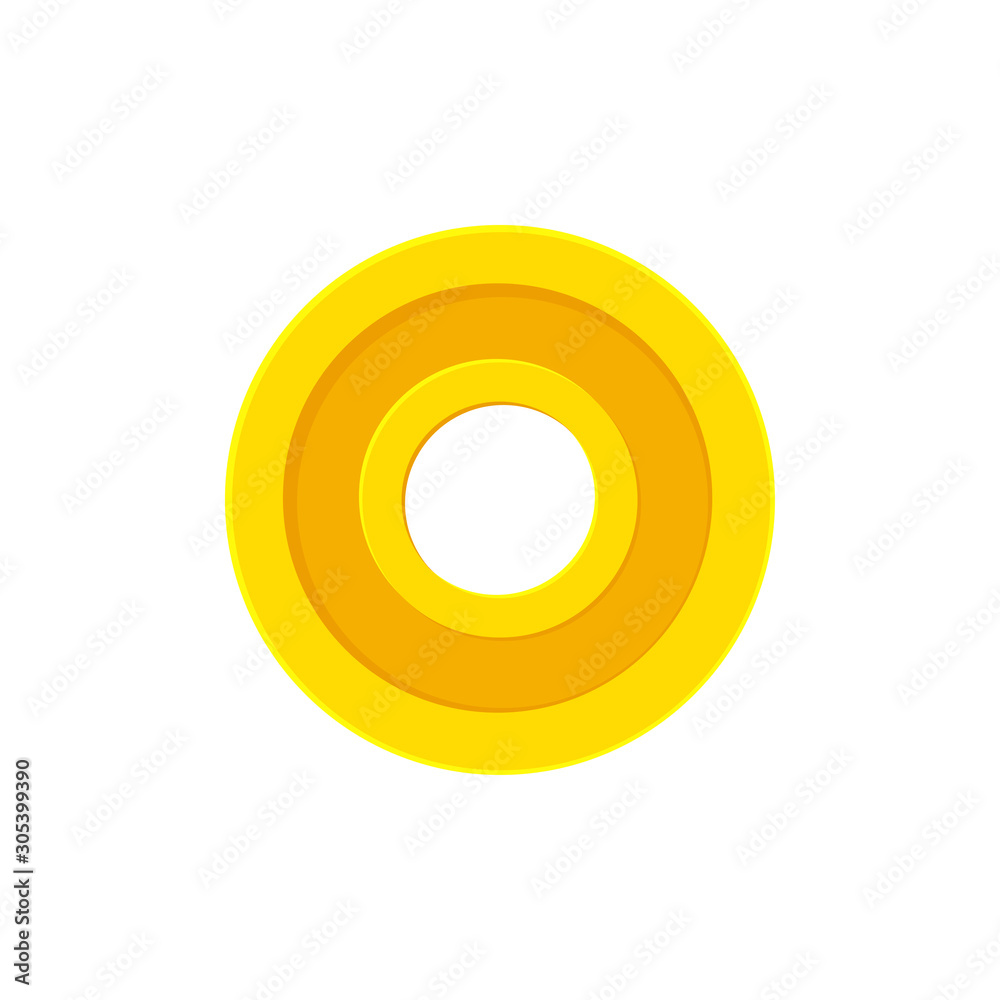 Round hole coin. Flat icon isolated on white. Vector illustration Round hole coin. Flat icon isolated on white. Vector illustration