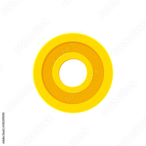 Round hole coin. Flat icon isolated on white. Vector illustration